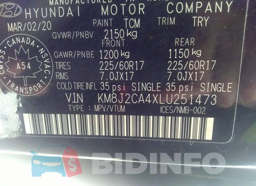 KM8J2CA4XLU251473 Photo# 9