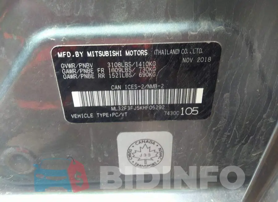 ML32F3FJ5KHF05292 Photo# 9