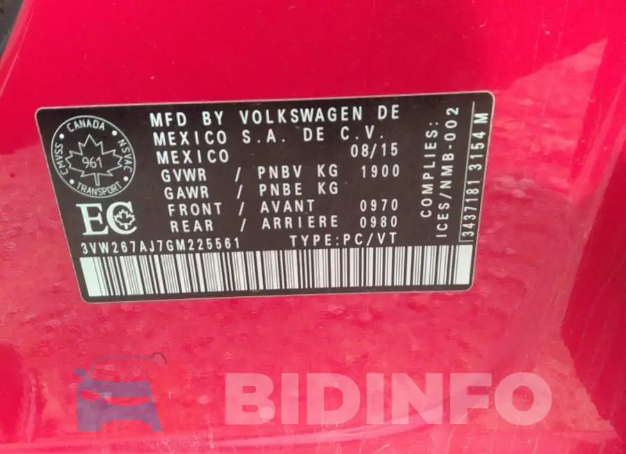 3VW267AJ7GM225561 Photo# 9