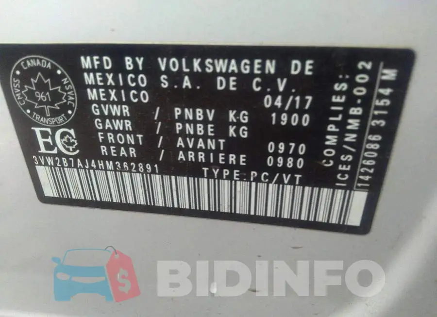 3VW2B7AJ4HM362891 Photo# 9