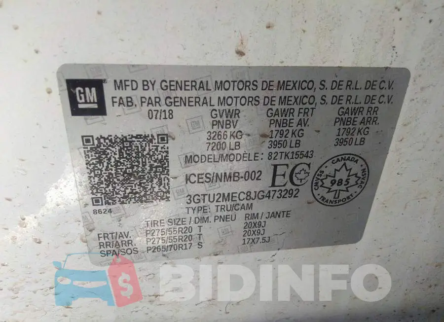 3GTU2MEC8JG473292 Photo# 9