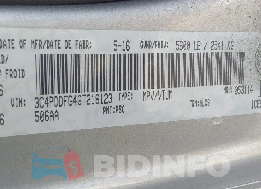3C4PDDFG4GT216123 Photo# 9