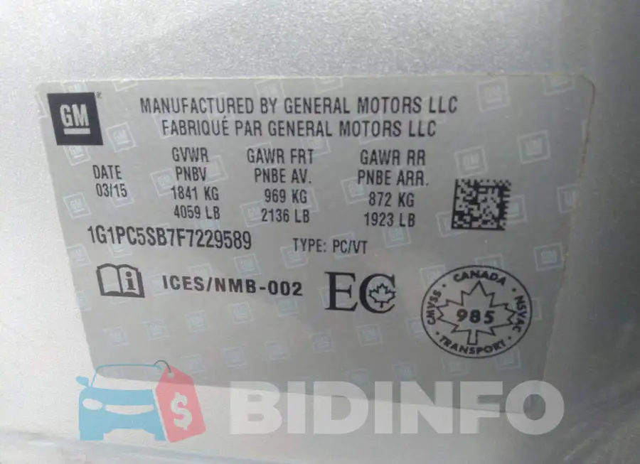 1G1PC5SB7F7229589 Photo# 9