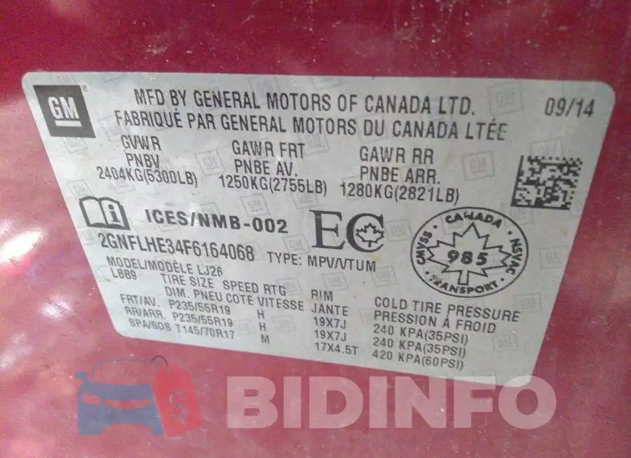2GNFLHE34F6164068 Photo# 9