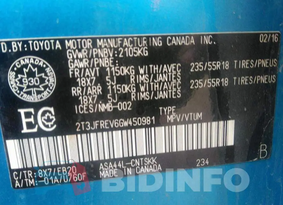 2T3JFREV6GW450981 Photo# 9