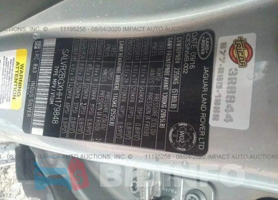 SALVR2BGXHH179848 Photo# 9