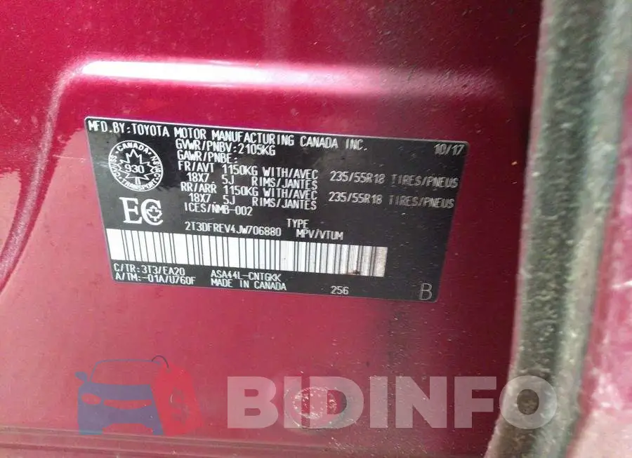 2T3DFREV4JW706880 Photo# 9