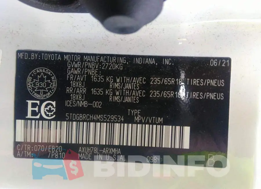 5TDGBRCH4MS529534 Photo# 9