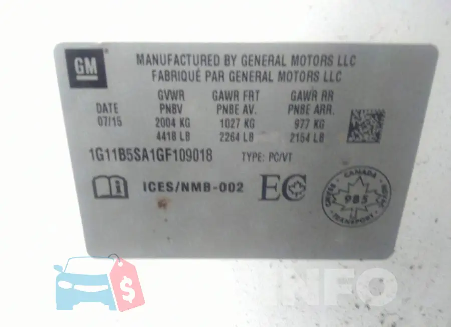 1G11B5SA1GF109018 Photo# 9