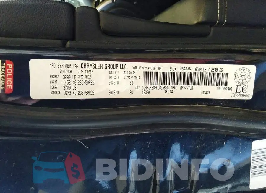 1C4RJFBG7FC655605 Photo# 9