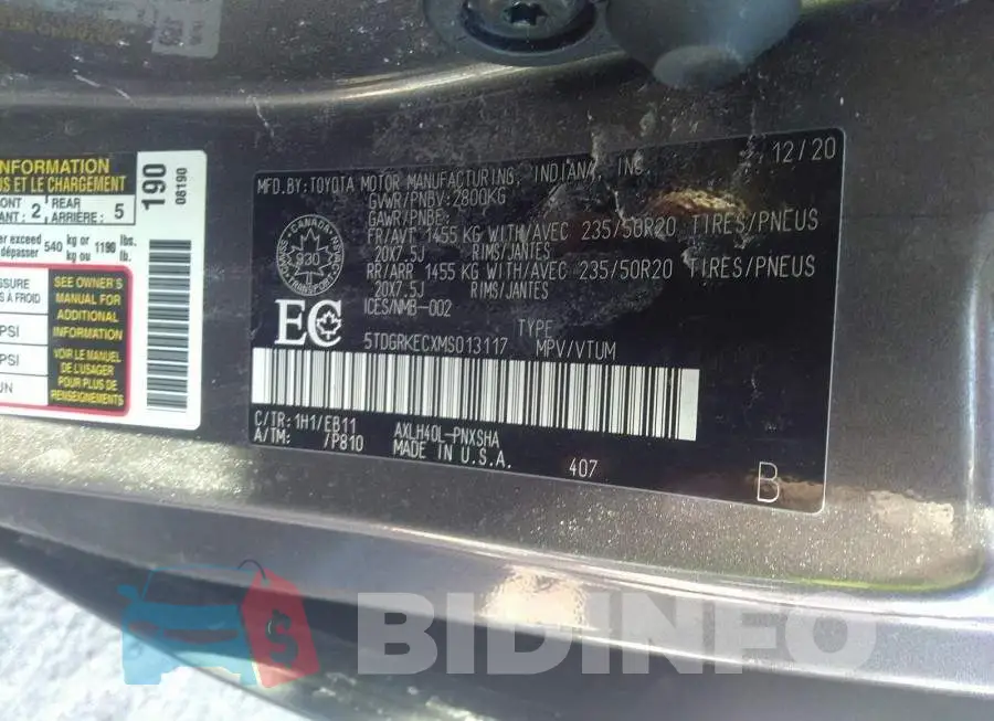 5TDGRKECXMS013117 Photo# 9