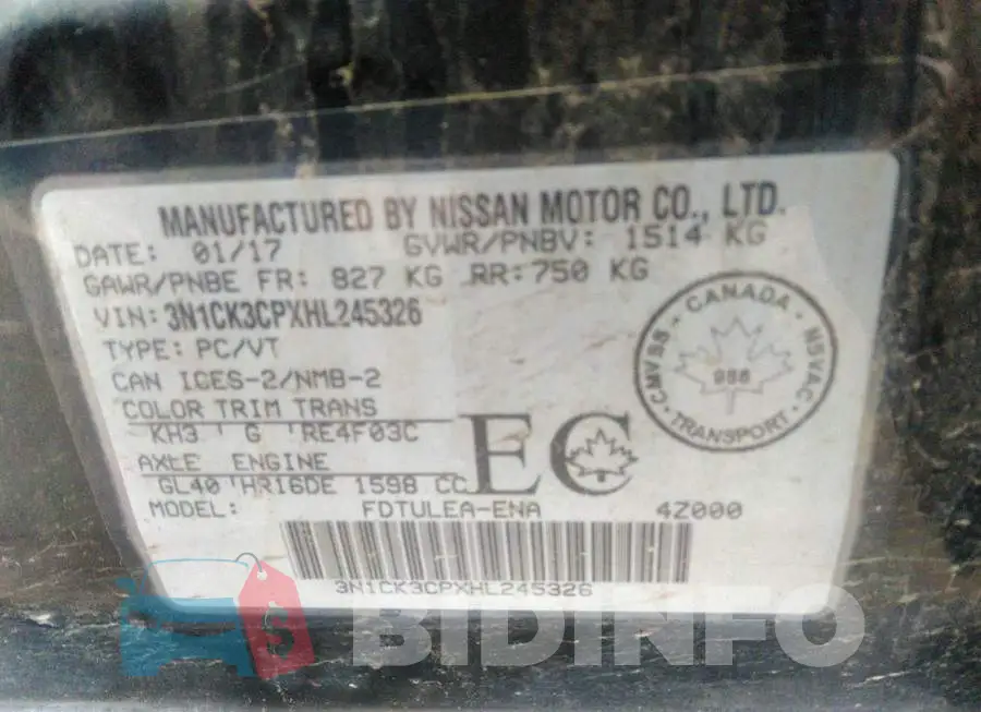 3N1CK3CPXHL245326 Photo# 9