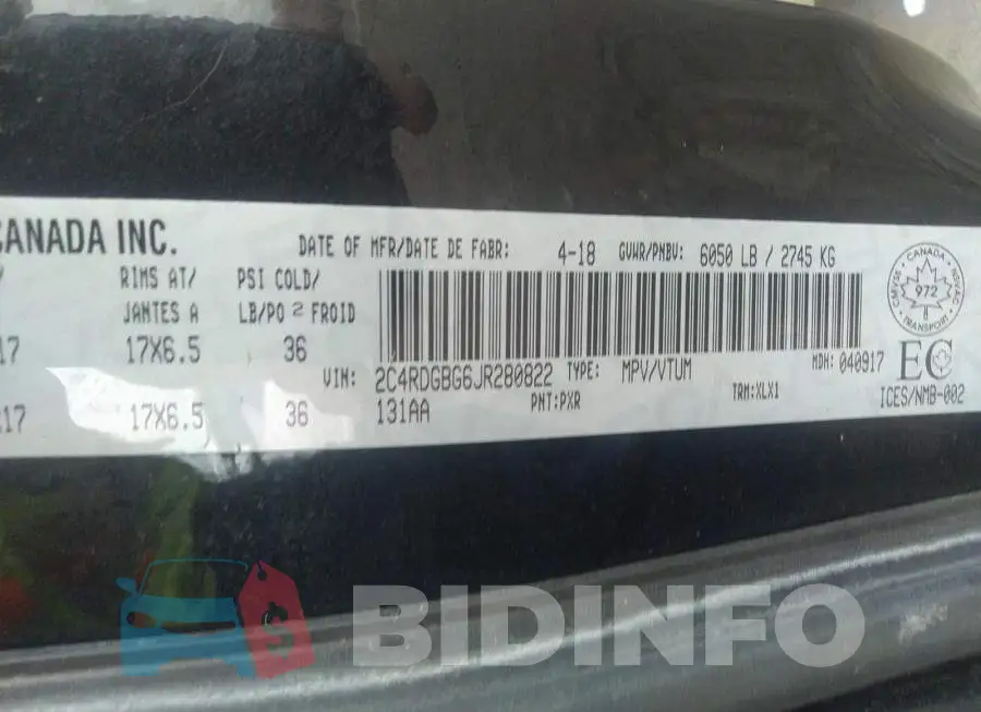 2C4RDGBG6JR280822 Photo# 9