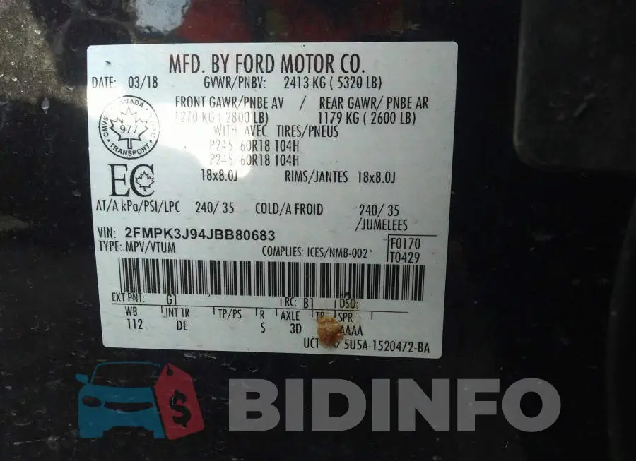 2FMPK3J94JBB80683 Photo# 9