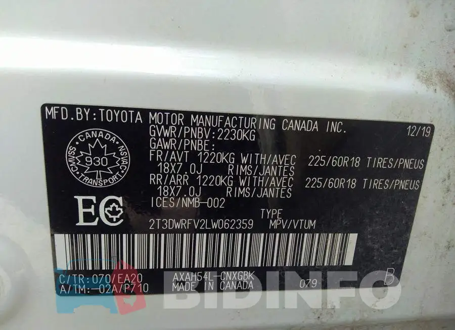 2T3DWRFV2LW062359 Photo# 9
