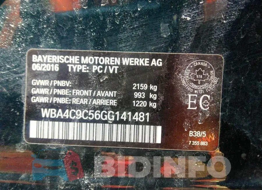 WBA4C9C56GG141481 Photo# 9