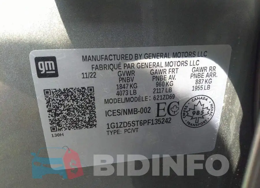 1G1ZD5ST6PF135242 Photo# 9