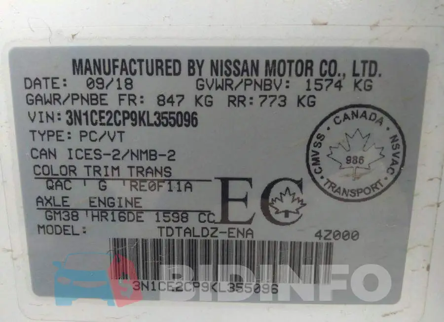 3N1CE2CP9KL355096 Photo# 9