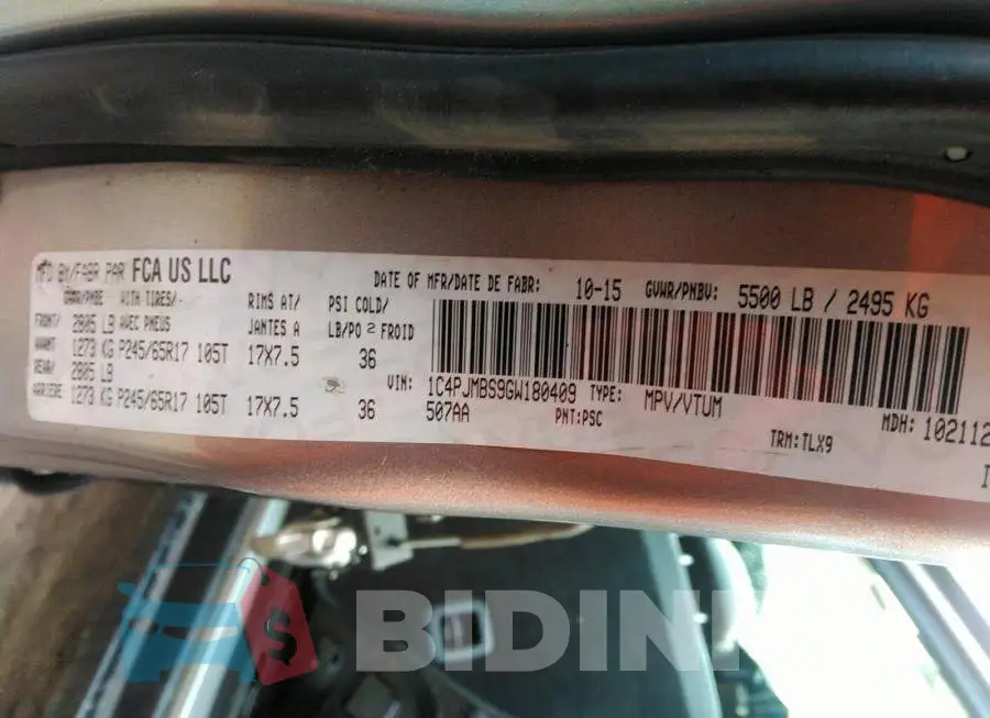 1C4PJMBS9GW180409 Photo# 9