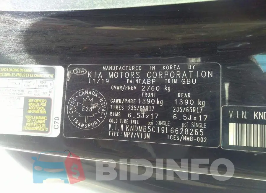 KNDMB5C19L6628265 Photo# 9