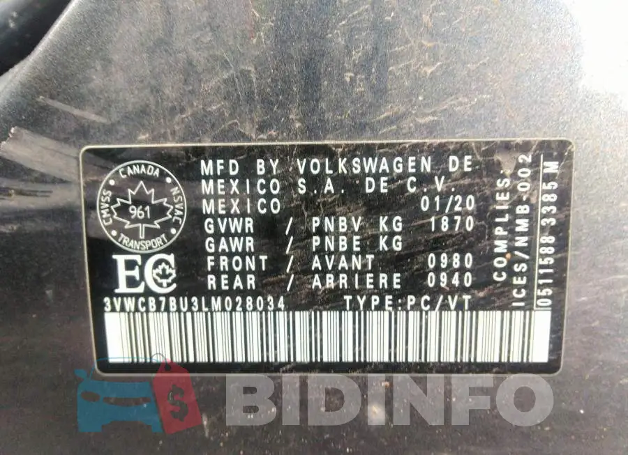 3VWCB7BU3LM028034 Photo# 9