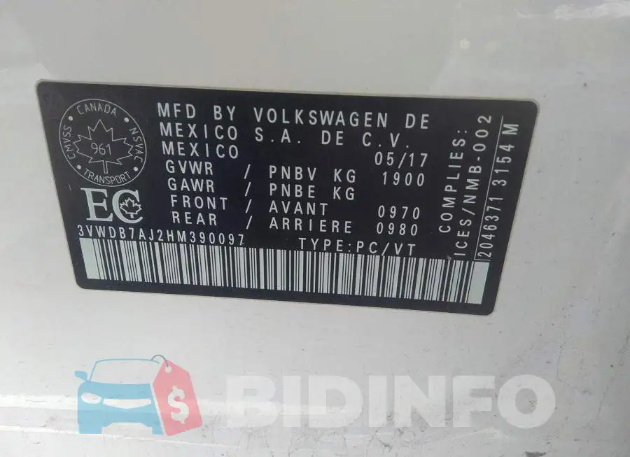 3VWDB7AJ2HM390097 Photo# 9
