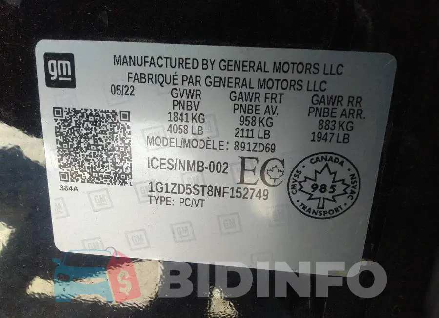 1G1ZD5ST8NF152749 Photo# 9