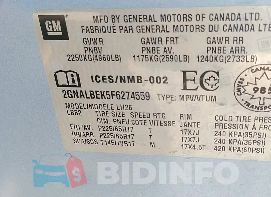 2GNALBEK5F6274559 Photo# 9