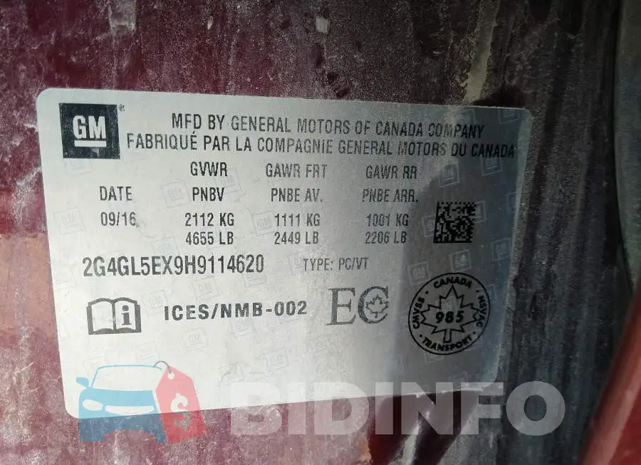 2G4GL5EX9H9114620 Photo# 9