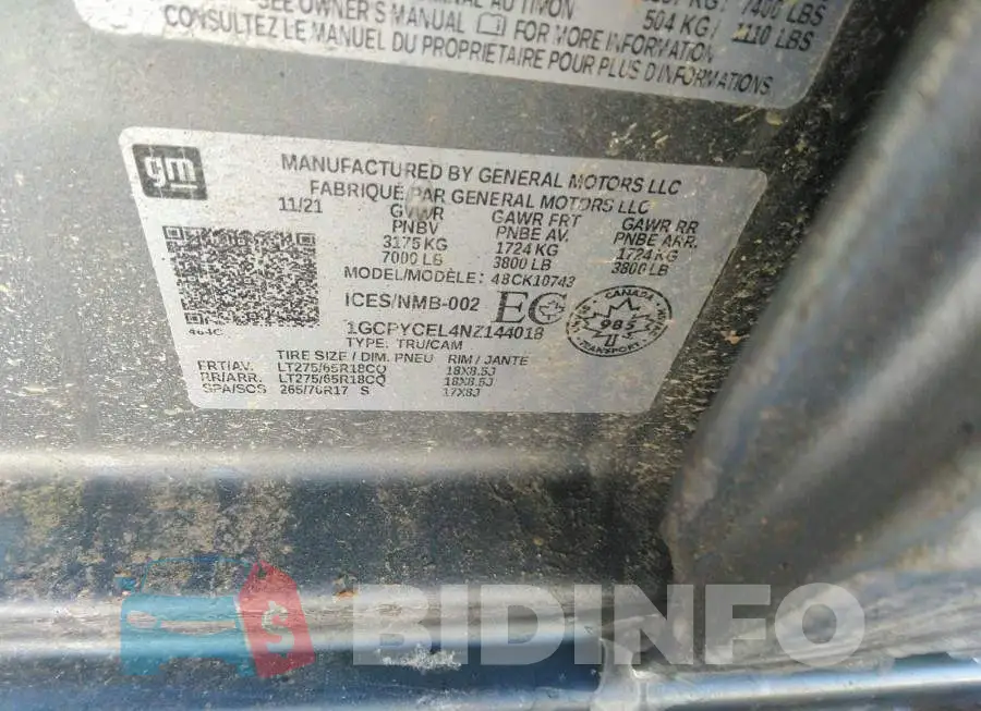 1GCPYCEL4NZ144018 Photo# 9