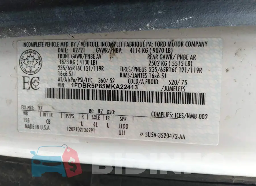 1FDBR5P85MKA22413 Photo# 9