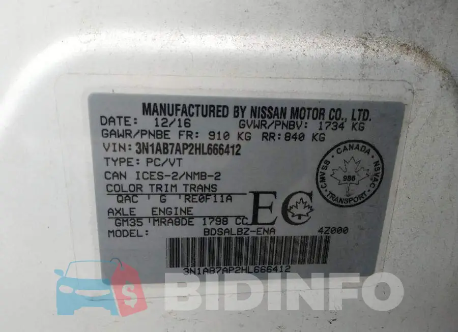3N1AB7AP2HL666412 Photo# 9