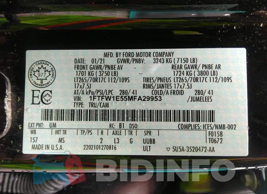 1FTFW1E55MFA29953 Photo# 9