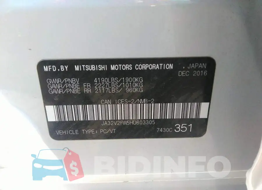 JA32V2FW5HU603305 Photo# 9