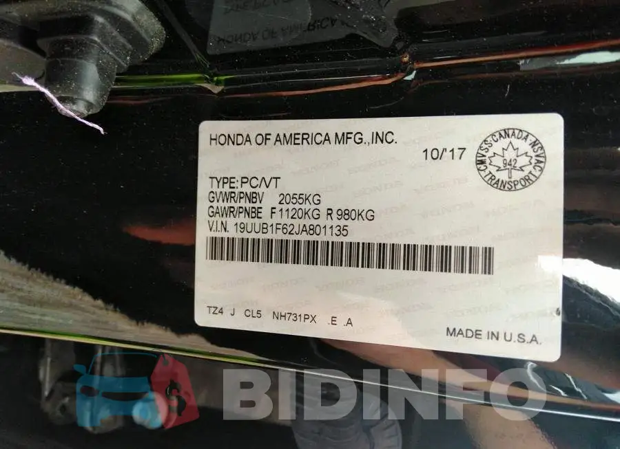 19UUB1F62JA801135 Photo# 9