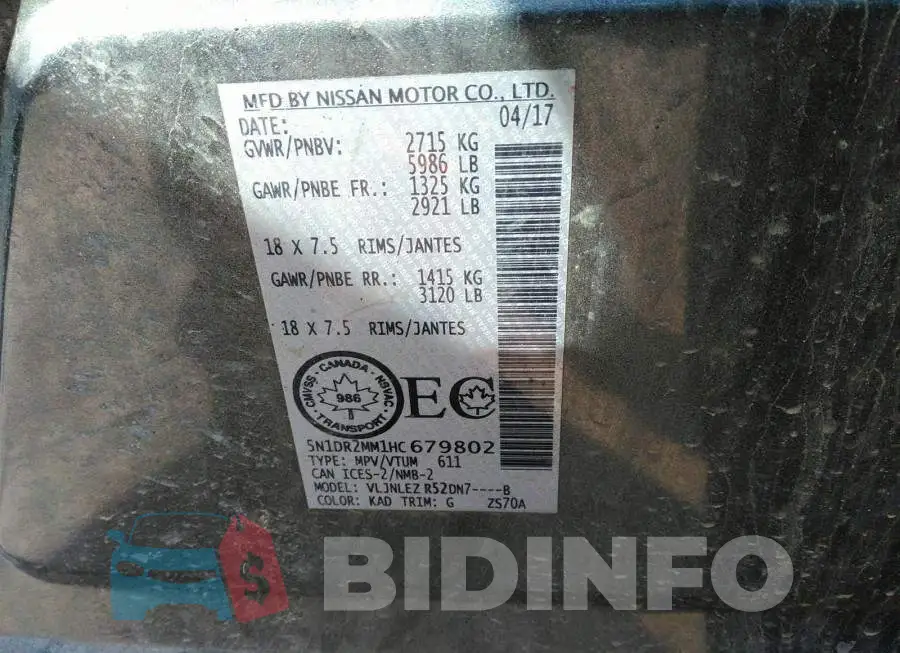5N1DR2MM1HC679802 Photo# 9