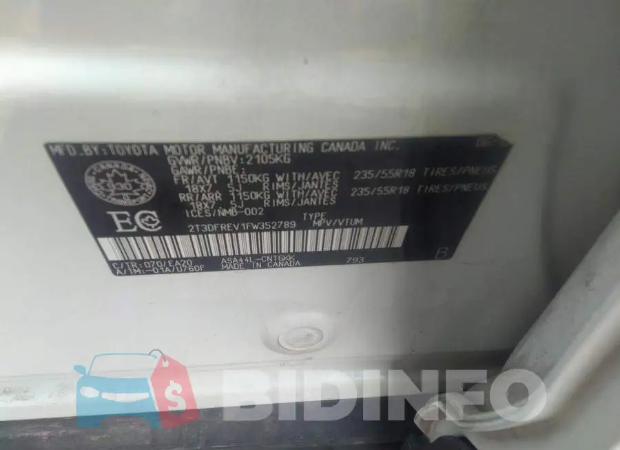 2T3DFREV1FW352789 Photo# 9