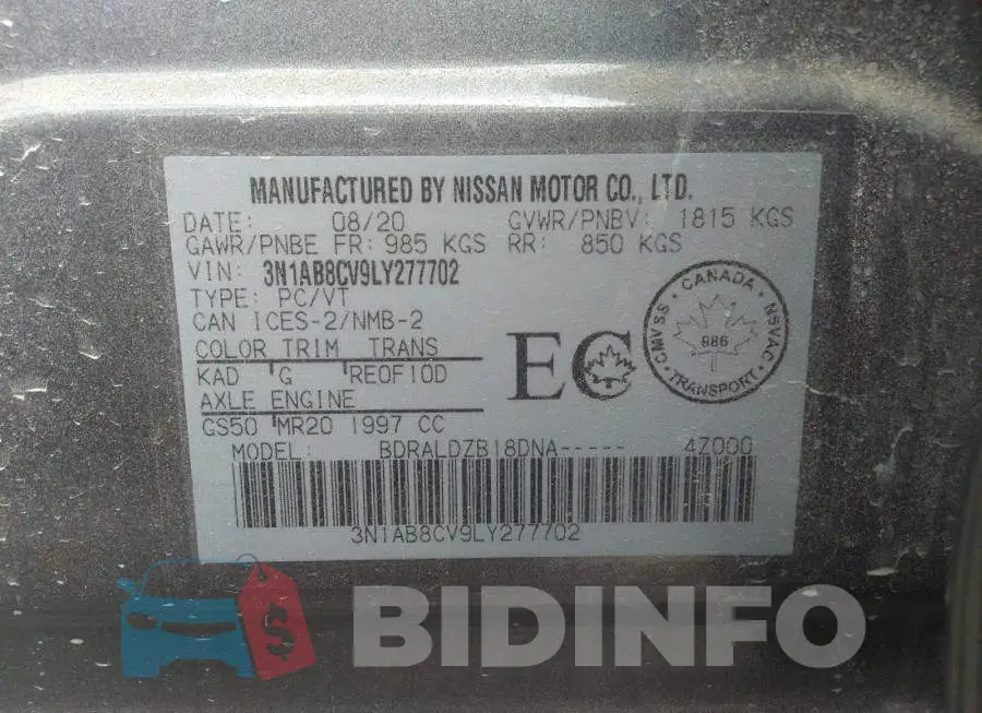 3N1AB8CV9LY277702 Photo# 9