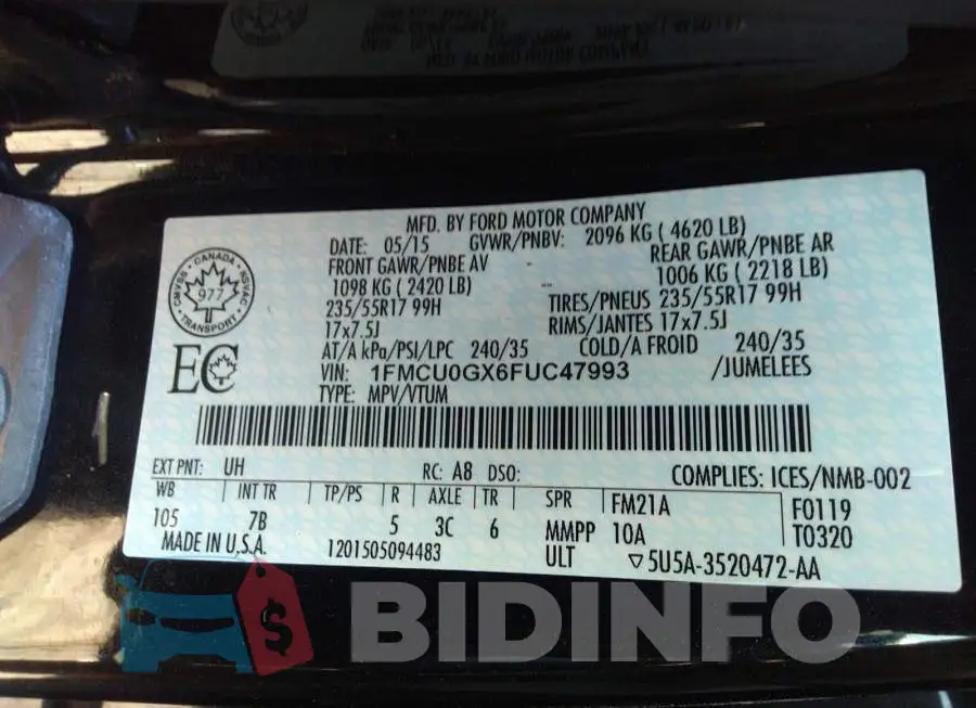1FMCU0GX6FUC47993 Photo# 9