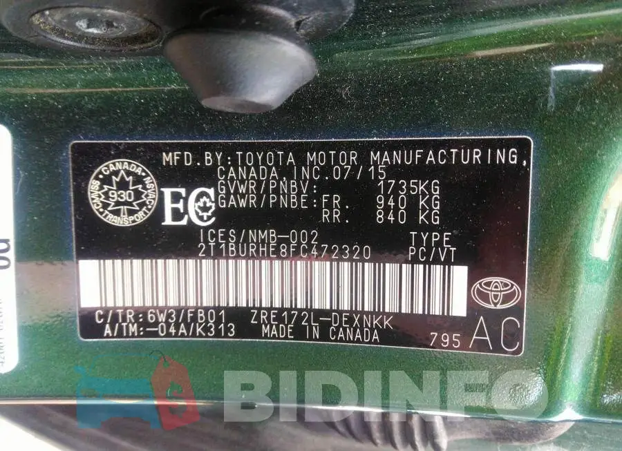 2T1BURHE8FC472320 Photo# 9