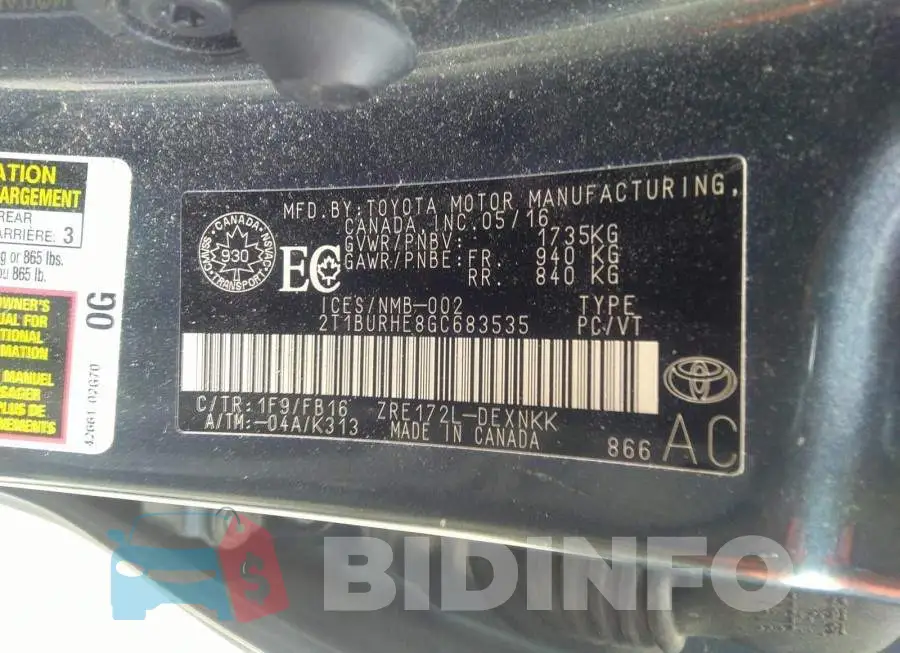 2T1BURHE8GC683535 Photo# 9