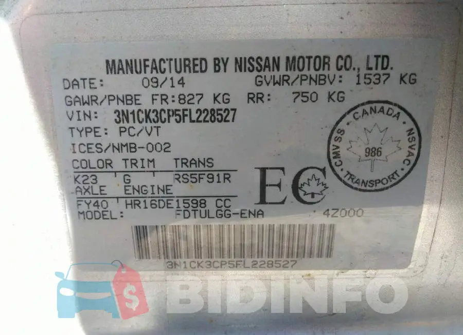 3N1CK3CP5FL228527 Photo# 9
