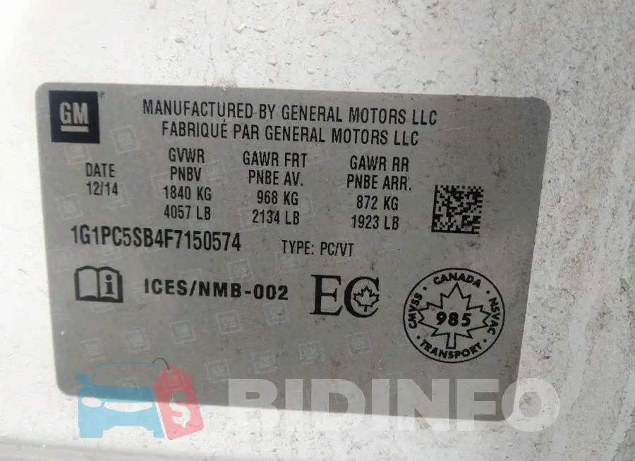 1G1PC5SB4F7150574 Photo# 9