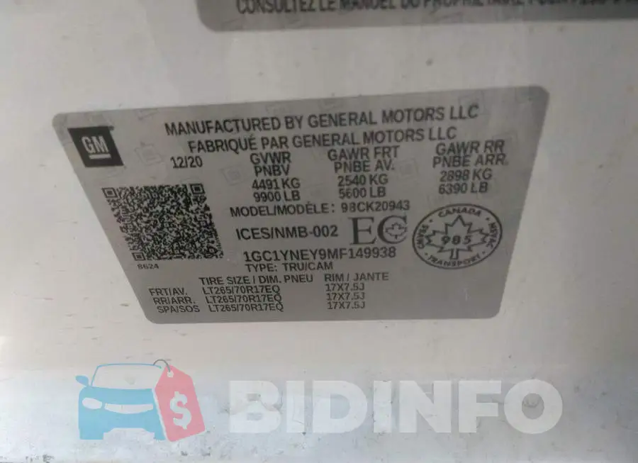 1GC1YNEY9MF149938 Photo# 9