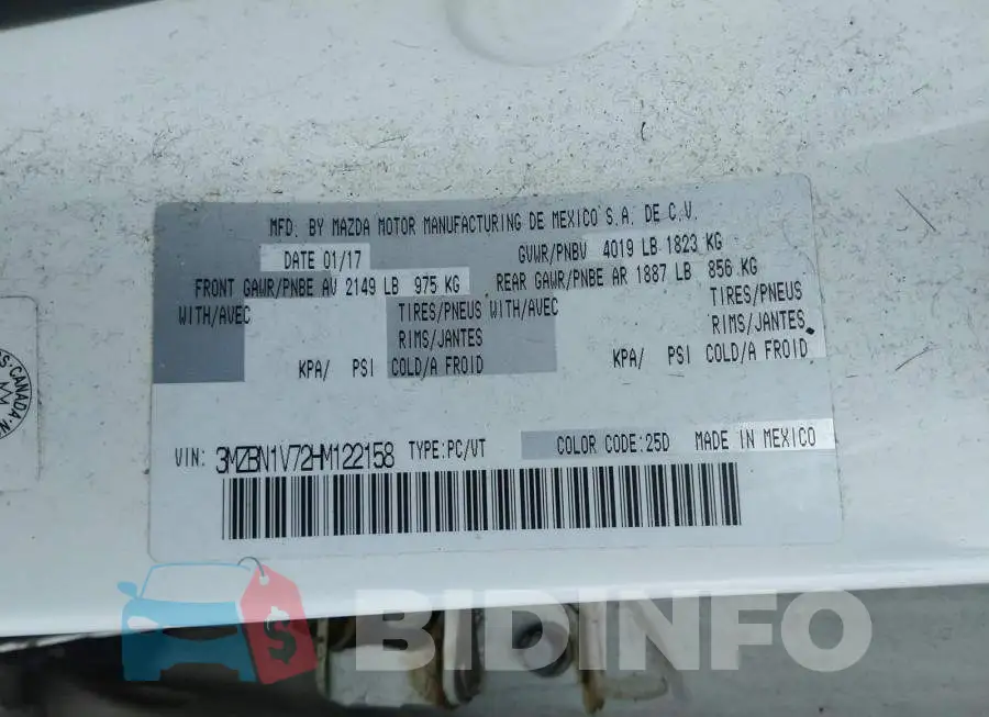 3MZBN1V72HM122158 Photo# 9