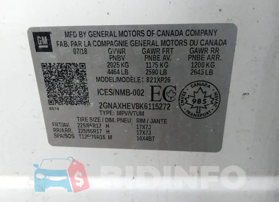 2GNAXHEV8K6115272 Photo# 9
