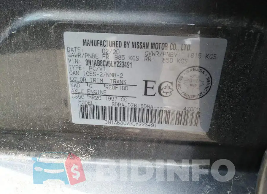 3N1AB8CV5LY223491 Photo# 9