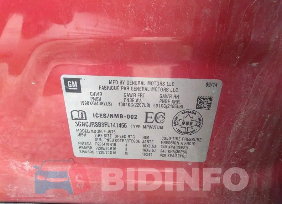 3GNCJRSB3FL141466 Photo# 9