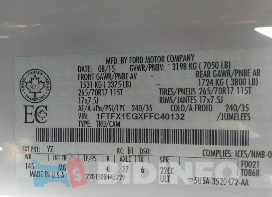 1FTFX1EGXFFC40132 Photo# 9