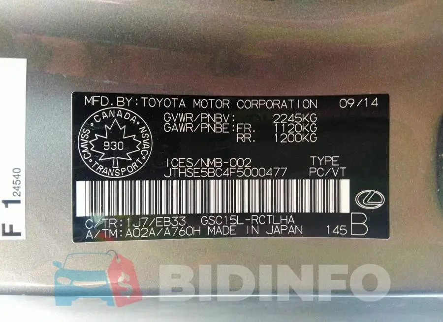 JTHSE5BC4F5000477 Photo# 9